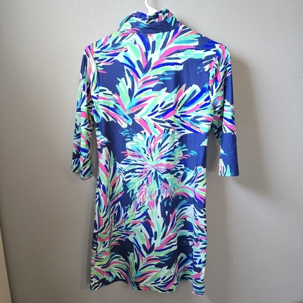 Aryeh XS UPF 50 Colorful Palm Tropical Summer Beach Cruise Dress - Picture 4 of 5